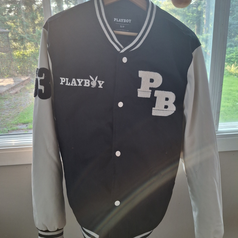 Playboy Black and White Men's Varsity Jacket